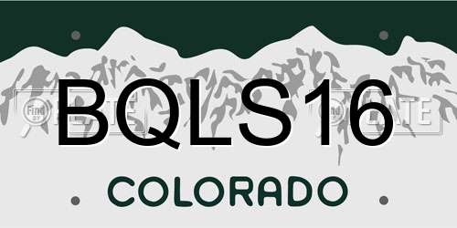 BQLS16 Colorado License Plate