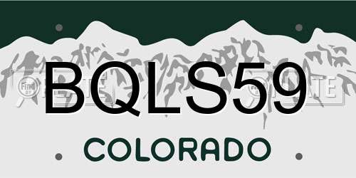 BQLS59 Colorado License Plate