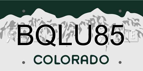 BQLU85 Colorado License Plate