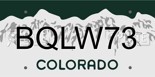 BQLW73 Colorado License Plate