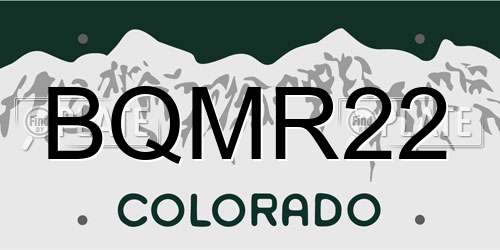 BQMR22 Colorado License Plate
