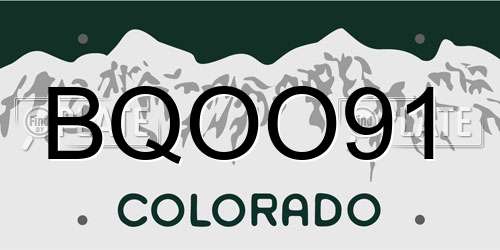 BQOO91 Colorado License Plate