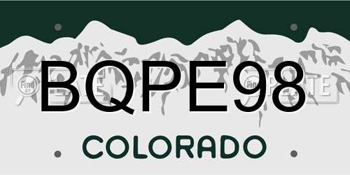 BQPE98 Colorado License Plate