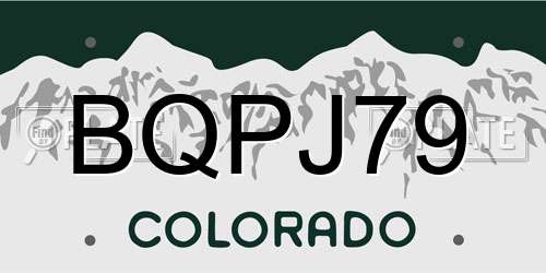 BQPJ79 Colorado License Plate