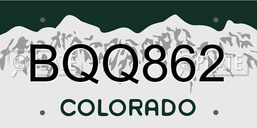 BQQ862 Colorado License Plate