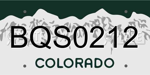 BQS0212 Colorado License Plate