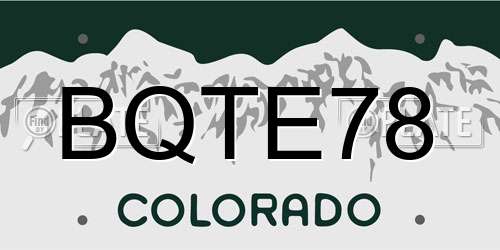 BQTE78 Colorado License Plate