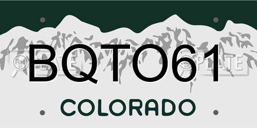 BQTO61 Colorado License Plate