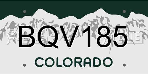 BQV185 Colorado License Plate