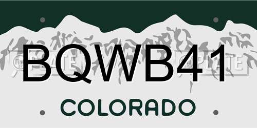 BQWB41 Colorado License Plate