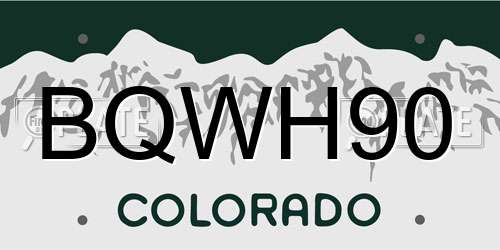 BQWH90 Colorado License Plate