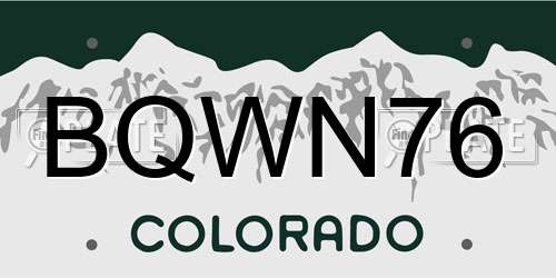 BQWN76 Colorado License Plate