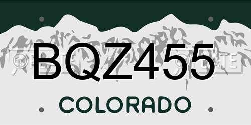BQZ455 Colorado License Plate