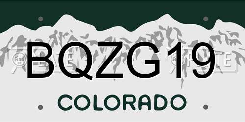 BQZG19 Colorado License Plate