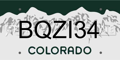 BQZI34 Colorado License Plate