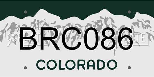 BRC086 Colorado License Plate