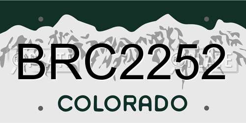 BRC2252 Colorado License Plate