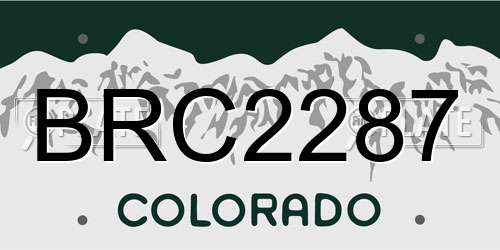 BRC2287 Colorado License Plate