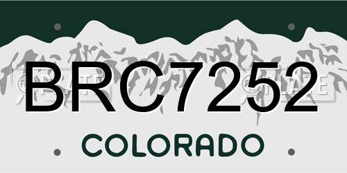 BRC7252 Colorado License Plate