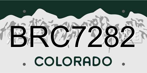 BRC7282 Colorado License Plate