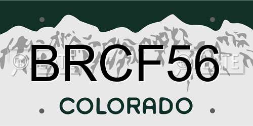 BRCF56 Colorado License Plate