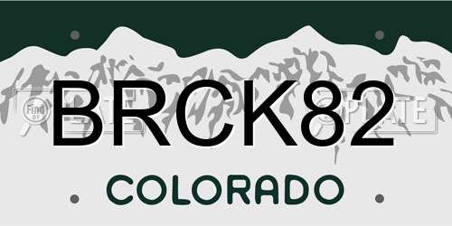BRCK82 Colorado License Plate