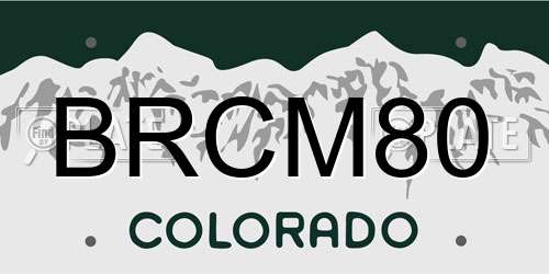 BRCM80 Colorado License Plate
