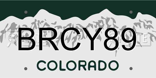 BRCY89 Colorado License Plate