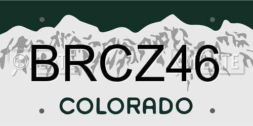 BRCZ46 Colorado License Plate