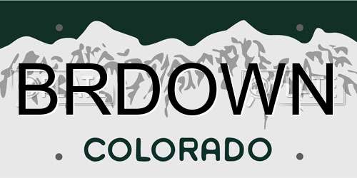 BRDOWN Colorado License Plate