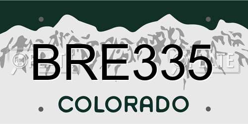 BRE335 Colorado License Plate