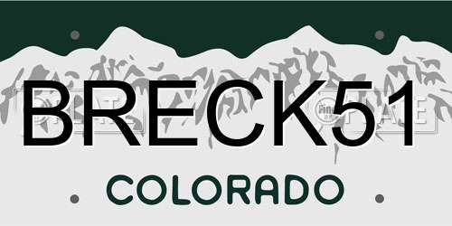 BRECK51 Colorado License Plate