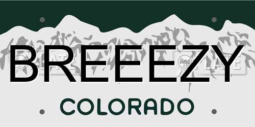 BREEEZY Colorado License Plate