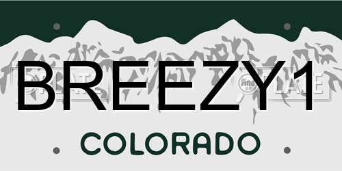 BREEZY1 Colorado License Plate