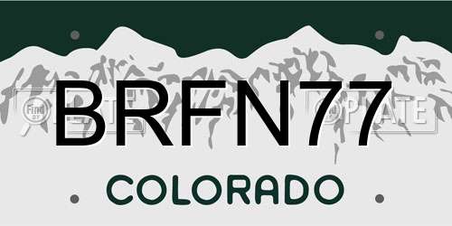BRFN77 Colorado License Plate
