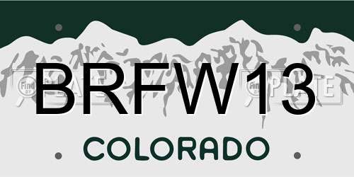 BRFW13 Colorado License Plate