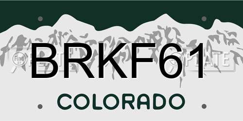 BRKF61 Colorado License Plate