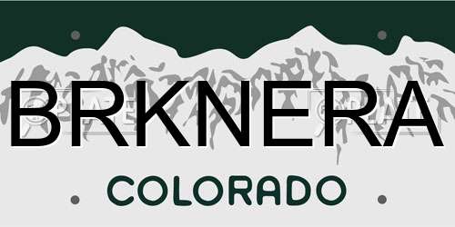 BRKNERA Colorado License Plate