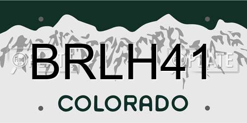 BRLH41 Colorado License Plate