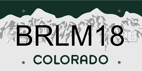 BRLM18 Colorado License Plate