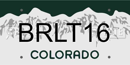 BRLT16 Colorado License Plate