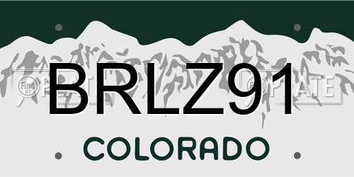 BRLZ91 Colorado License Plate