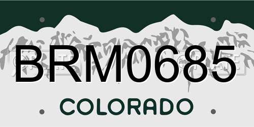 BRM0685 Colorado License Plate