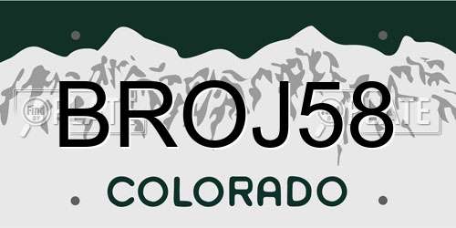 BROJ58 Colorado License Plate