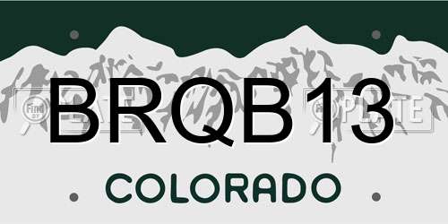 BRQB13 Colorado License Plate