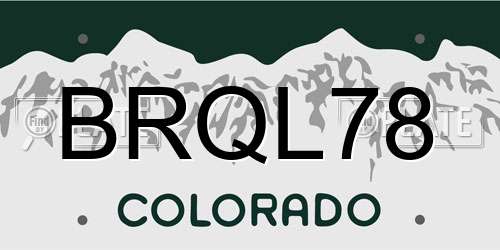 BRQL78 Colorado License Plate