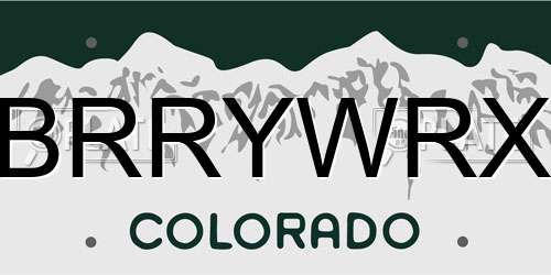 BRRYWRX Colorado License Plate
