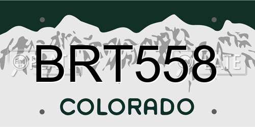 BRT558 Colorado License Plate
