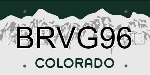 BRVG96 Colorado License Plate