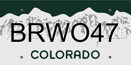 BRWO47 Colorado License Plate